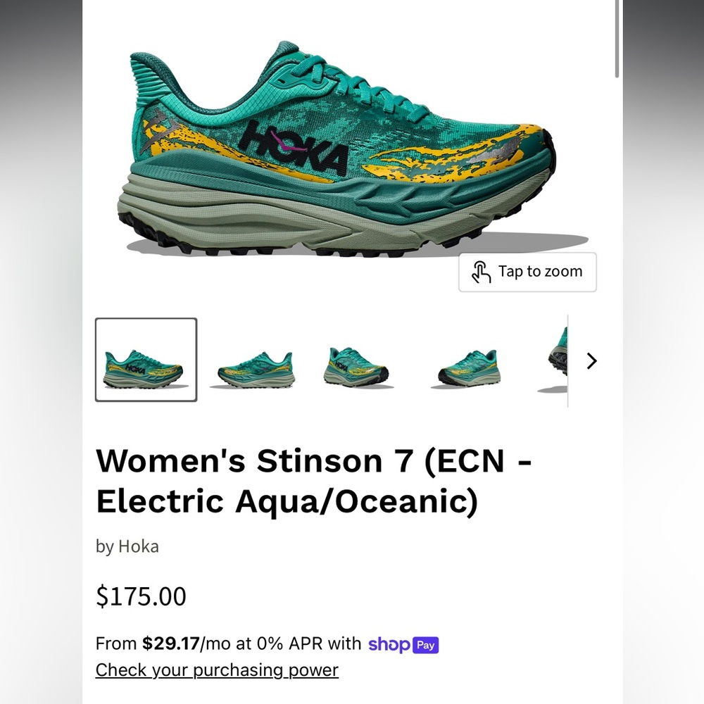 HOKA Wmns Stinson 7 'Electric Aqua size 6.5